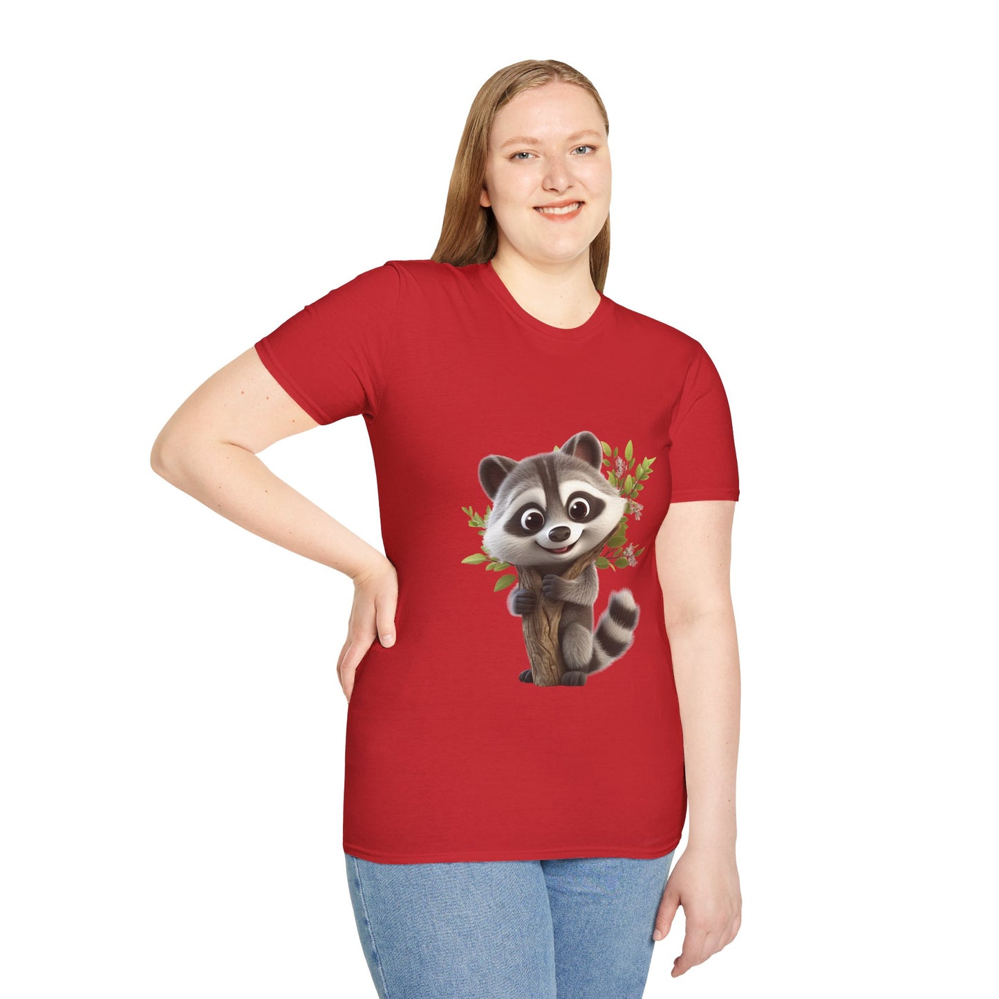 Unisex Softstyle T-Shirt - Raccoon Loves Nature - CutieQ Shop