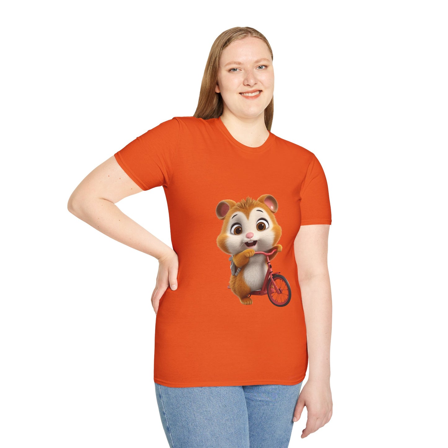 Unisex Softstyle T-Shirt - Hamster on Bike - CutieQ Shop