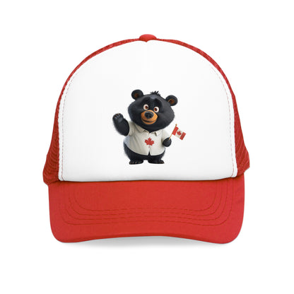 Mesh Cap - Black Bear with Canadian Flag - CutieQ Shop