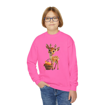 Youth Crewneck Sweatshirt - Deer and Pumpkin