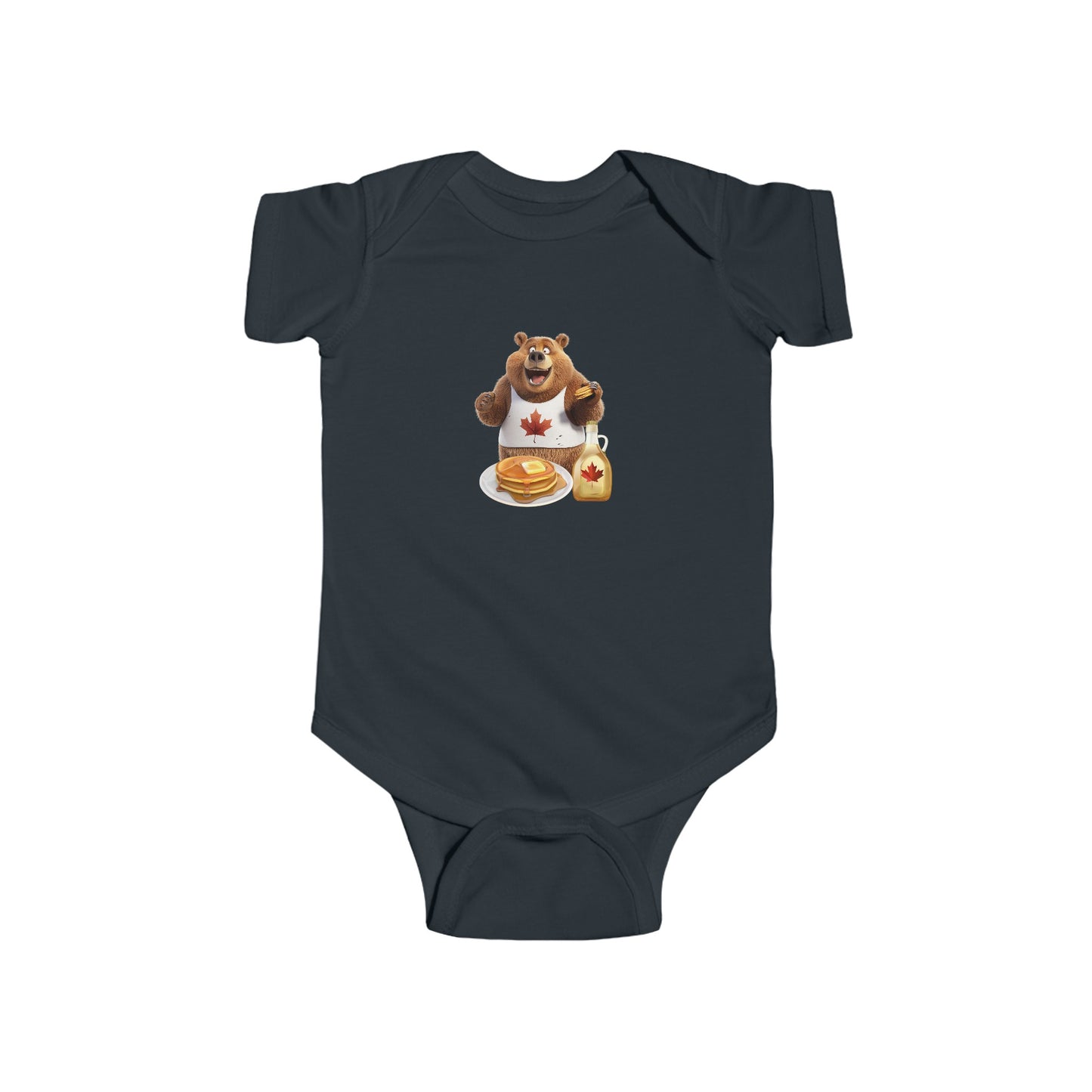 Infant Fine Jersey Bodysuit - Grizzly Bear Loves Pancakes - CutieQ Shop