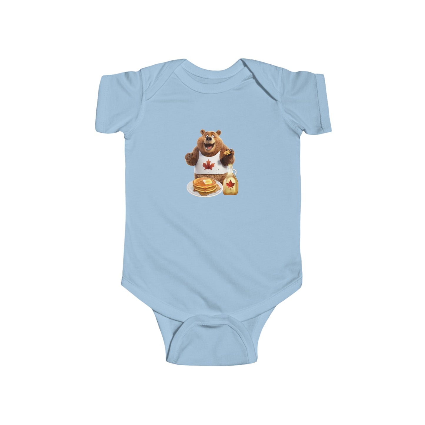 Infant Fine Jersey Bodysuit - Grizzly Bear Loves Pancakes - CutieQ Shop