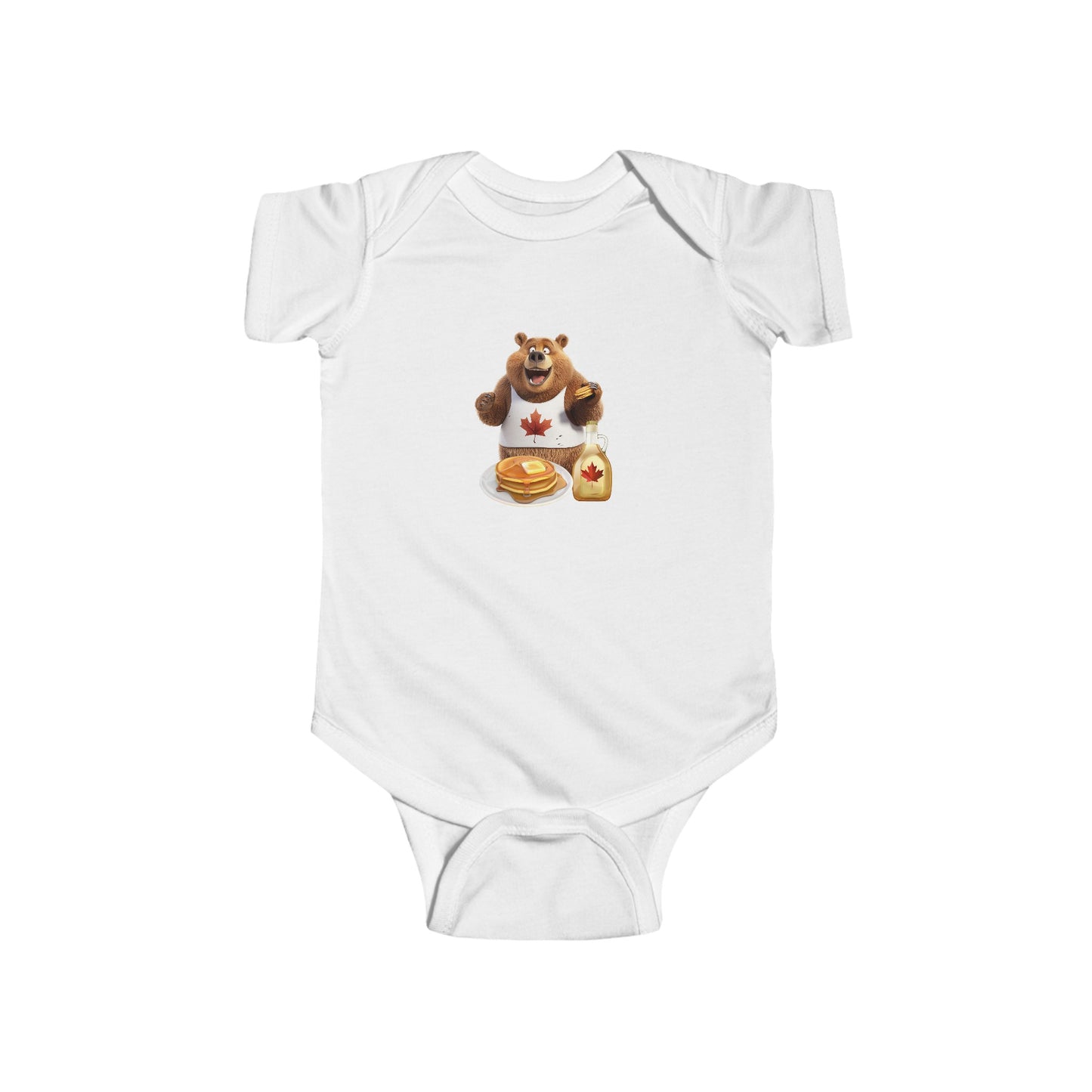 Infant Fine Jersey Bodysuit - Grizzly Bear Loves Pancakes - CutieQ Shop