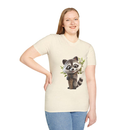 Unisex Softstyle T-Shirt - Raccoon Loves Nature - CutieQ Shop