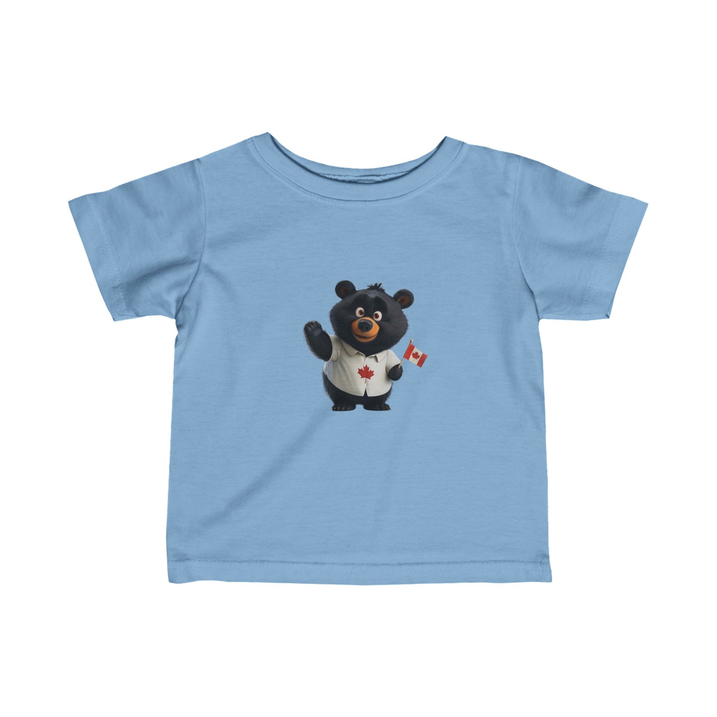 Infant Fine Jersey Tee- Black Bear with Canadian Flag - CutieQ Shop