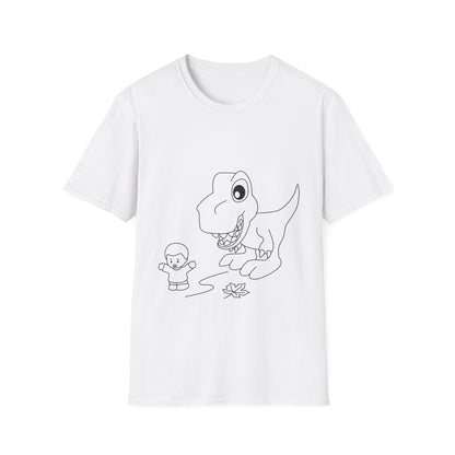 Unisex Softstyle T-Shirt - Dino Chasing Little People - CutieQ Shop