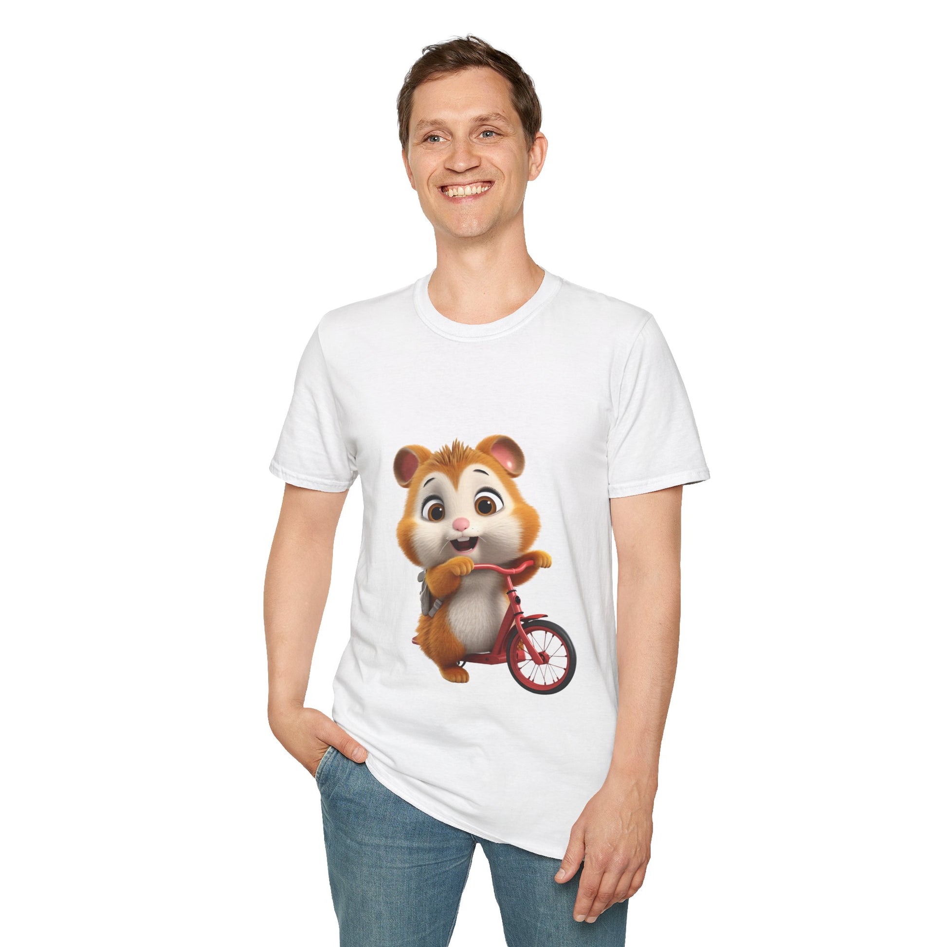 Unisex Softstyle T-Shirt - Hamster on Bike - CutieQ Shop