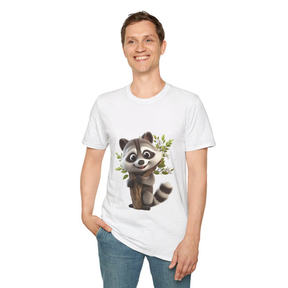 Unisex Softstyle T-Shirt - Raccoon Loves Nature - CutieQ Shop