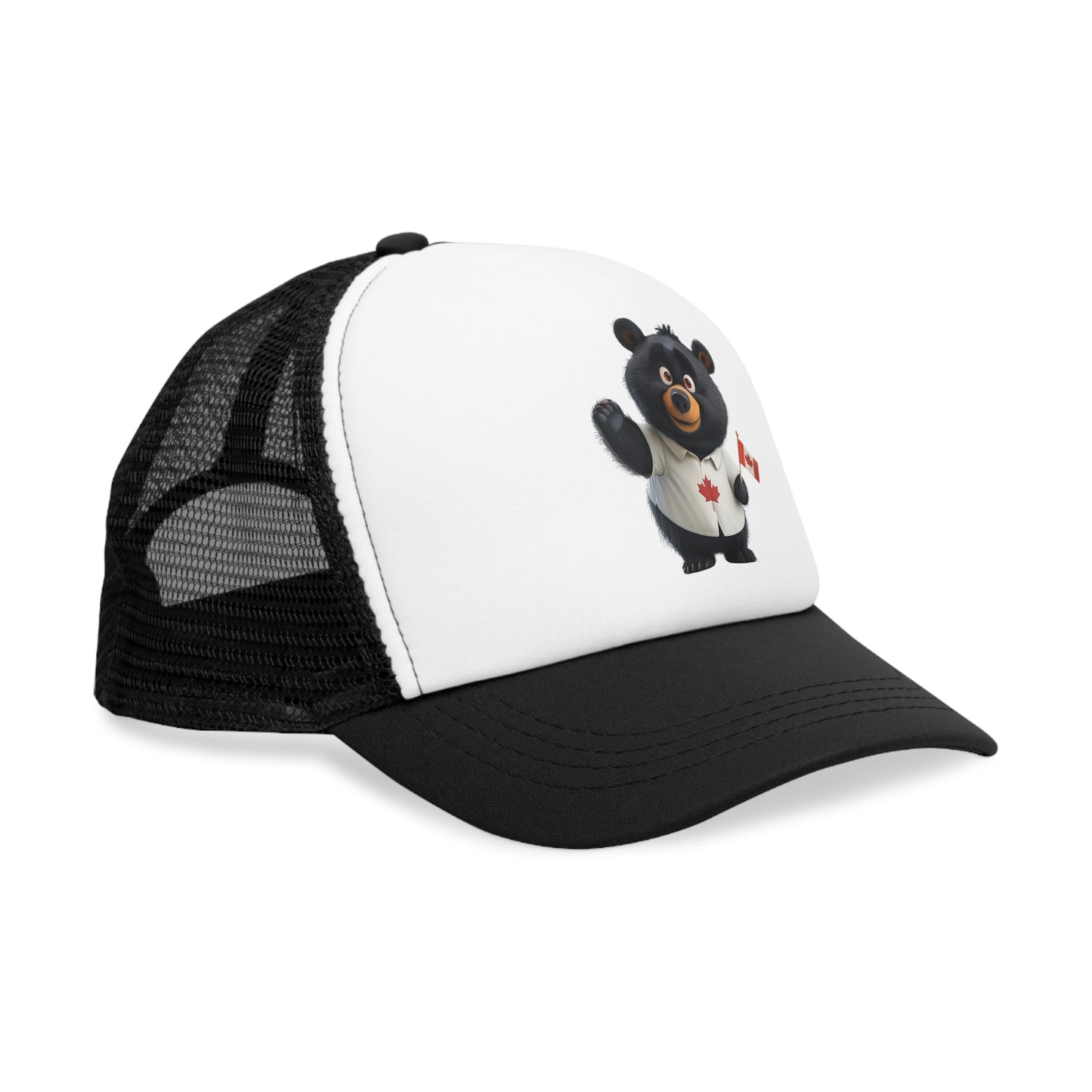 Mesh Cap - Black Bear with Canadian Flag - CutieQ Shop