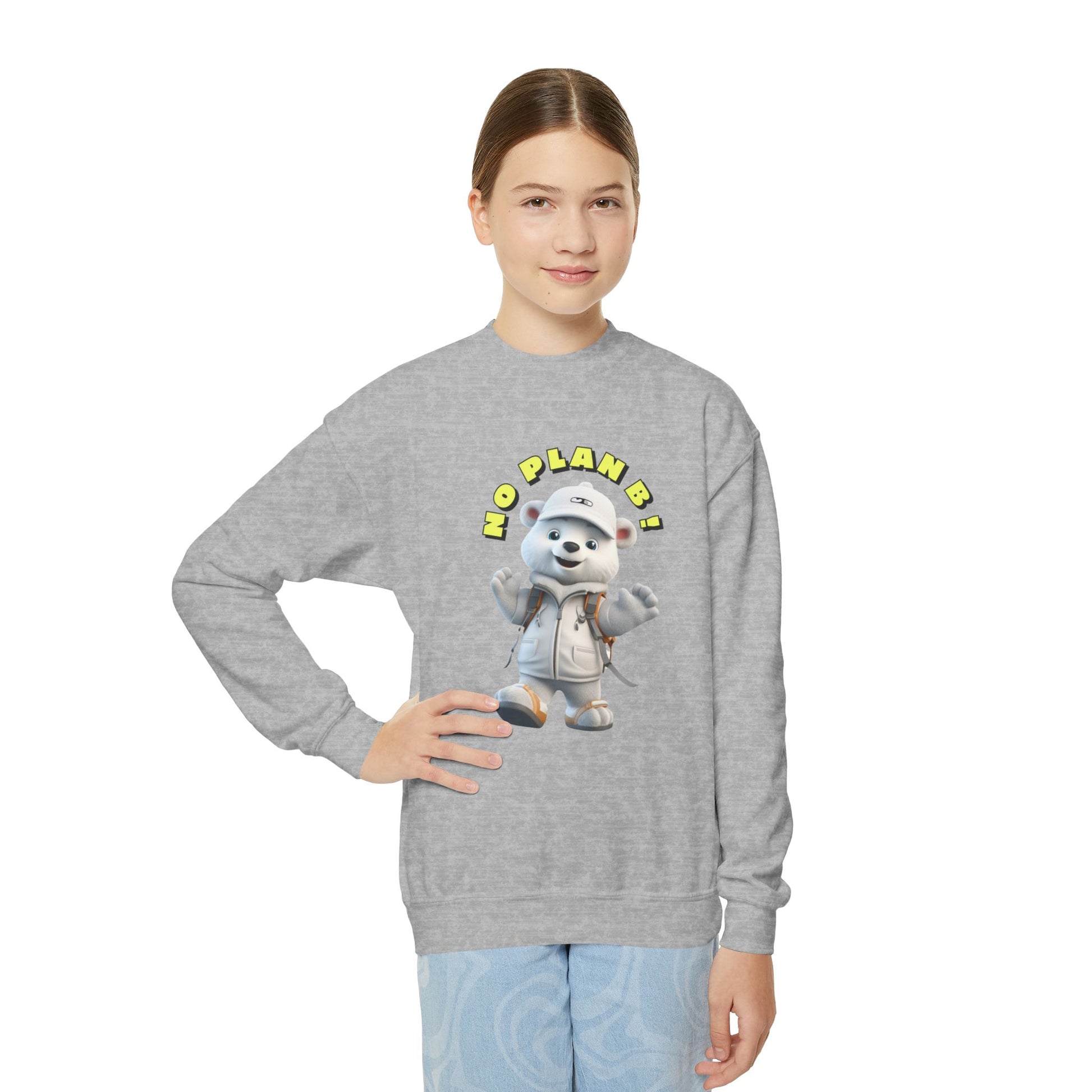 Youth Crewneck Sweatshirt - Polar Bear No Plan B (Front)