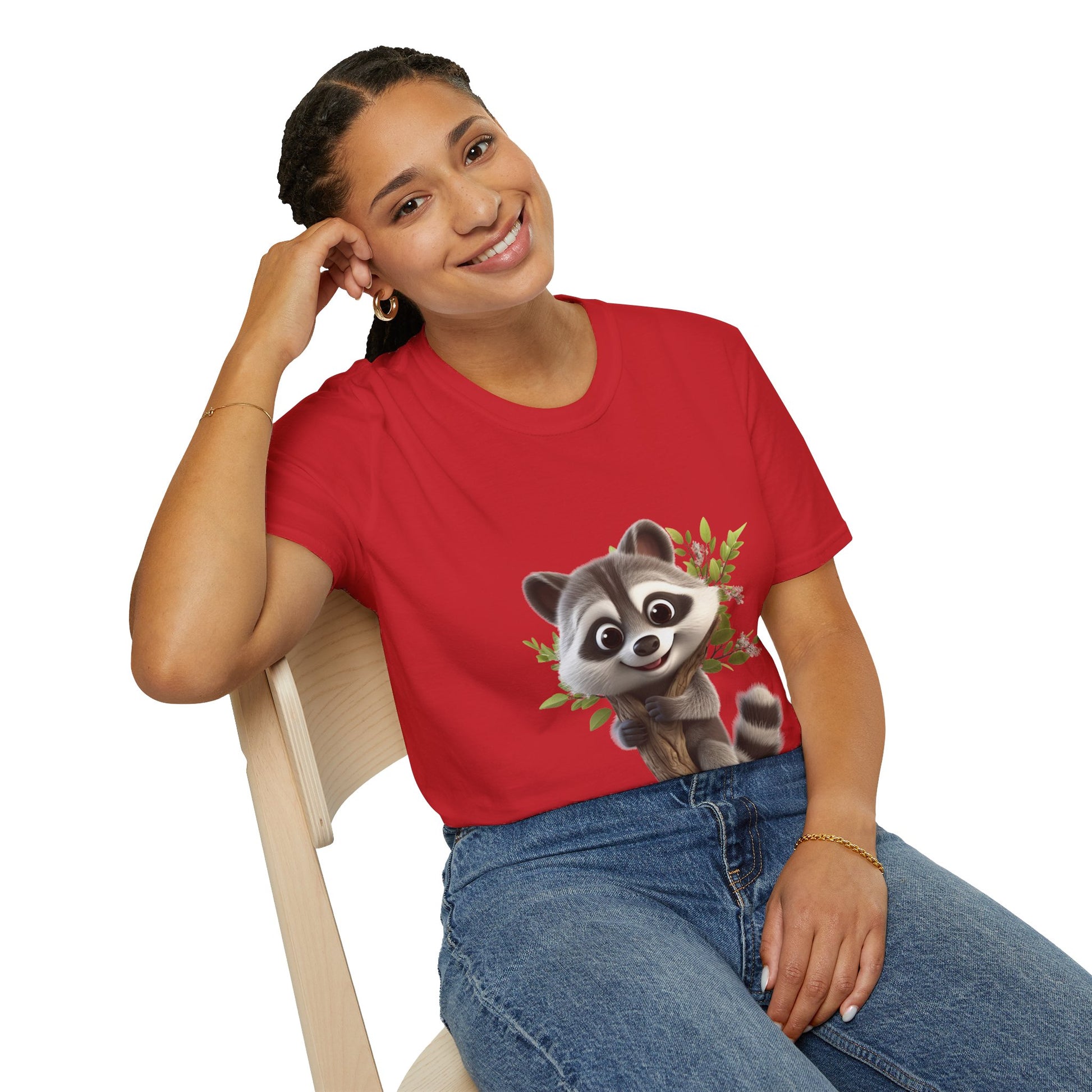 Unisex Softstyle T-Shirt - Raccoon Loves Nature - CutieQ Shop