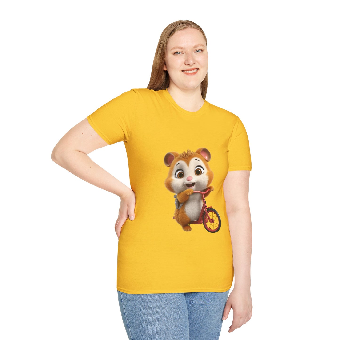 Unisex Softstyle T-Shirt - Hamster on Bike - CutieQ Shop