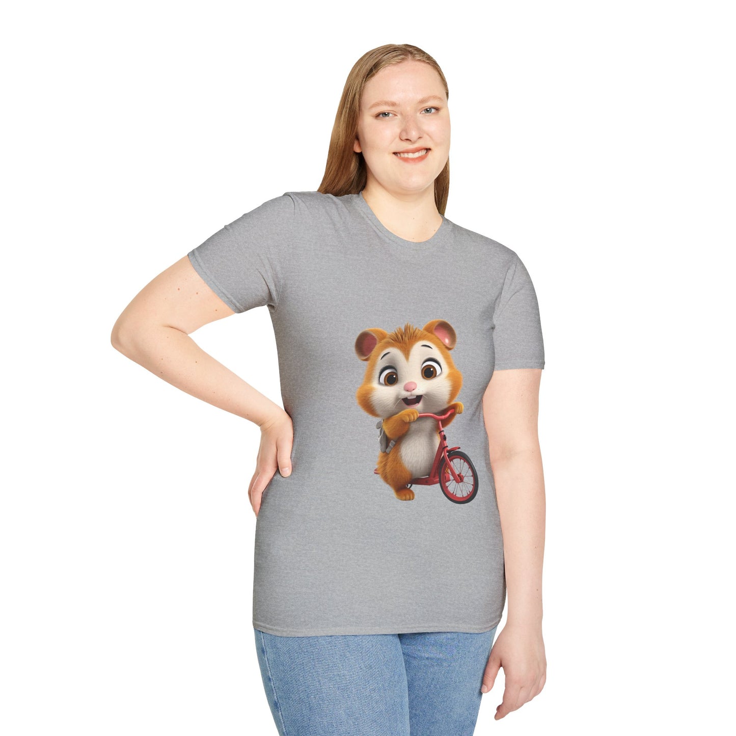 Unisex Softstyle T-Shirt - Hamster on Bike - CutieQ Shop