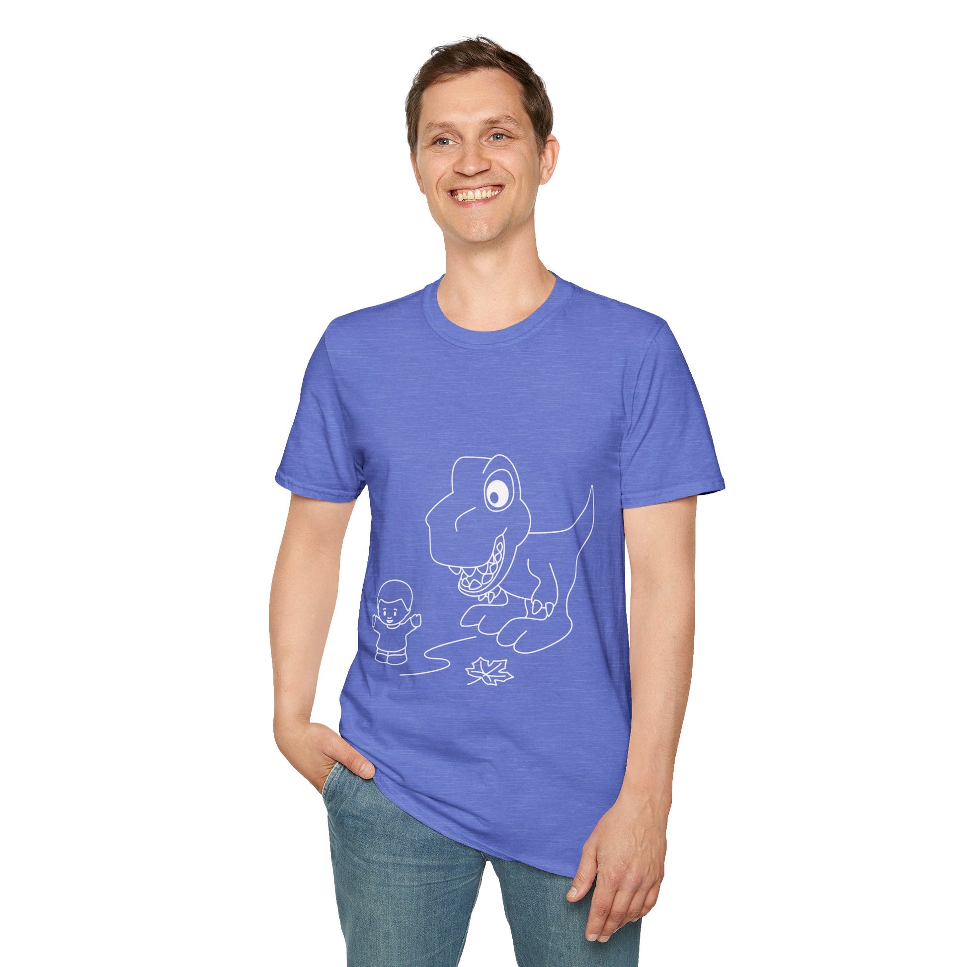 Unisex Softstyle T-Shirt - Dino Chasing Little People - CutieQ Shop